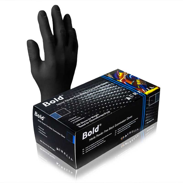 Bold Powder Free Black Nitrile Gloves- Pack of 100