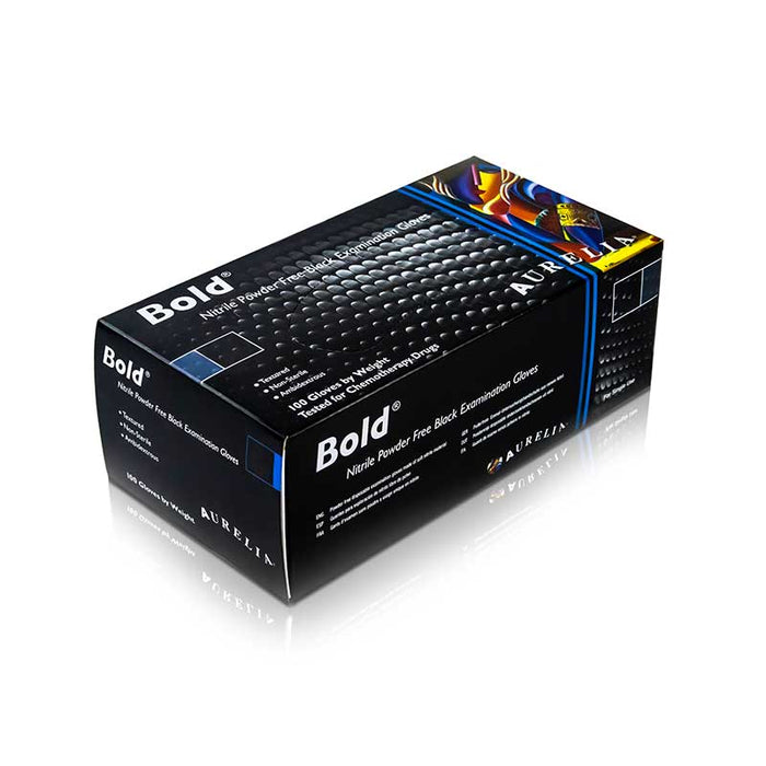 Bold Powder Free Black Nitrile Gloves- Pack of 100