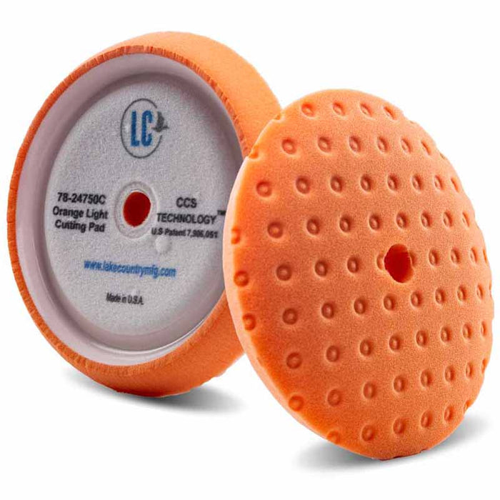 Lake Country CCS Curved Edge Rotary Pad Orange Light Cutting 5.5"