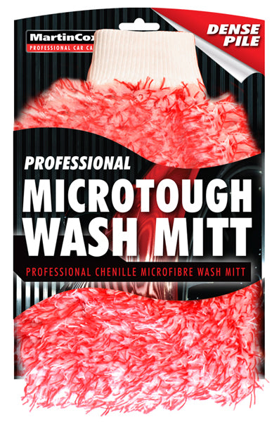 MicroTough Red & White Chenille Wash Mitt