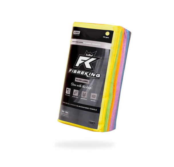 Fibre King Silver label Multi Colour 315GSM microfibre cloths - 36 pack